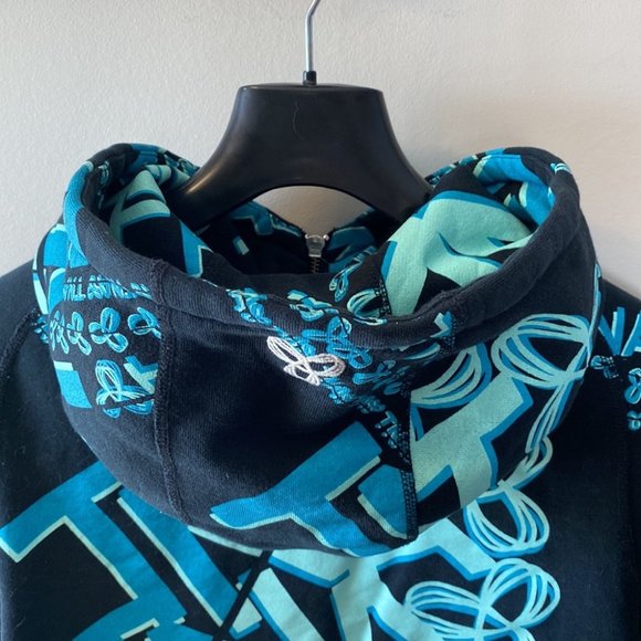 Aritzia TNA Black Multi Coloured Logo Zip Up Casual Hoodie - Picture 7 of 9